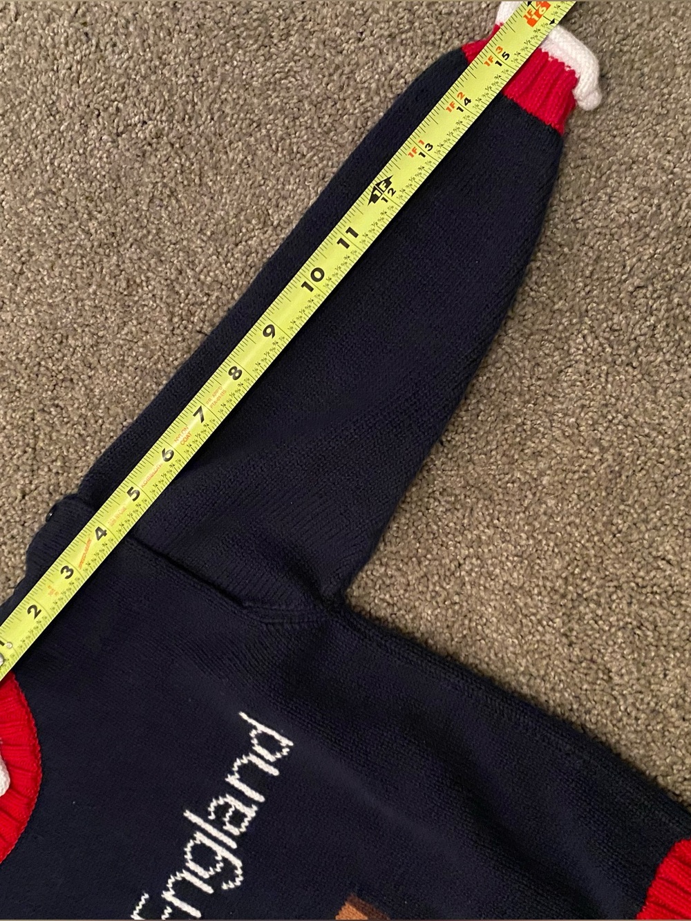Handmade Navy 'New England' Football Knit Sweater with Red & White Trim 2/3T - Picture 8 of 9